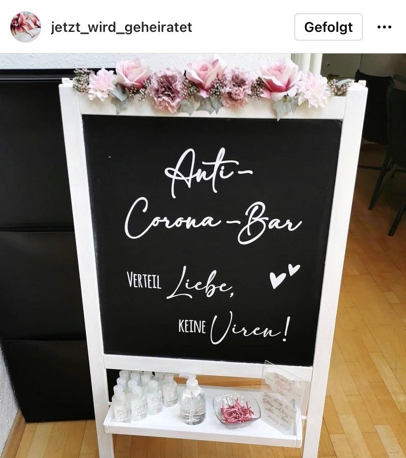 Hochzeit feiern während Corona Ideen - DIY Anti Corona Bar für die Gäste