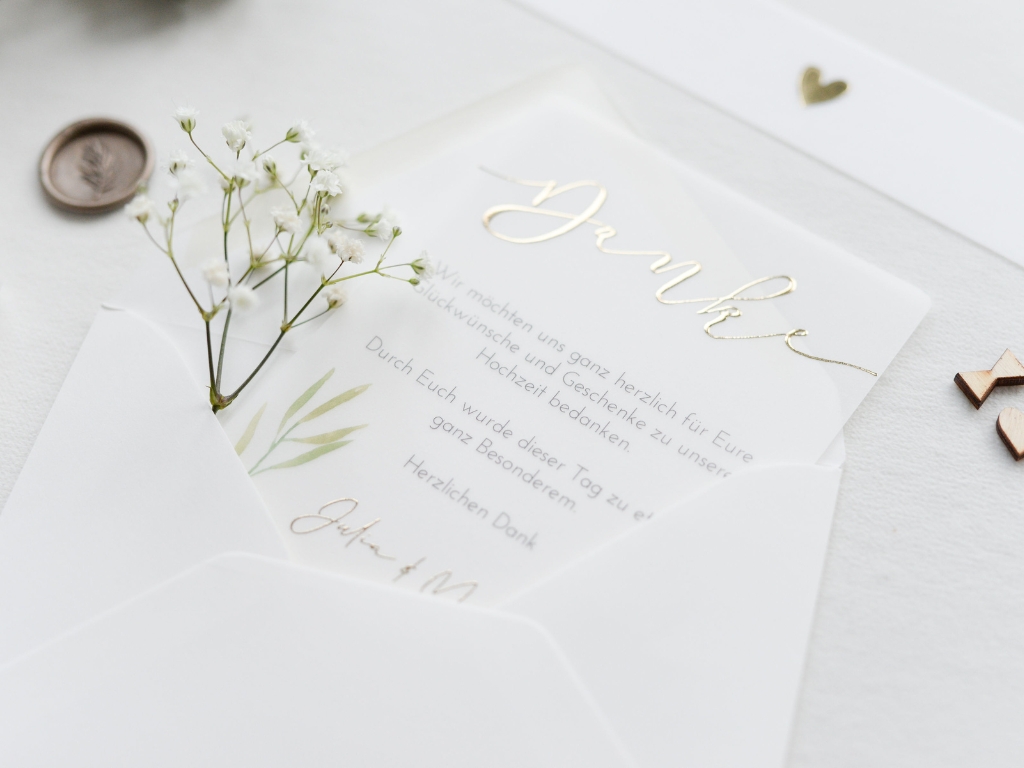 Dankeskarte zur Hochzeit im eleganten Design