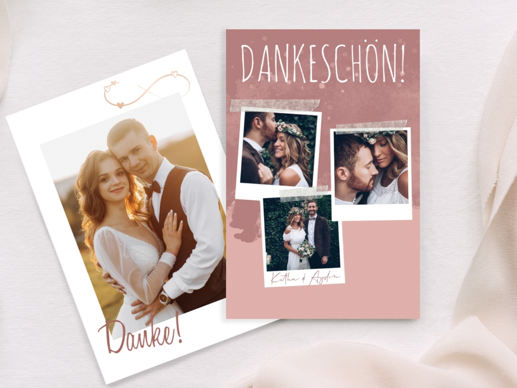 Dankeskarten zur Hochzeit mit Fotos