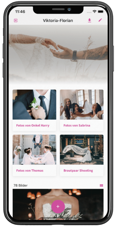 Hochzeitsfotos mit Gästen teilen mit und ohne App