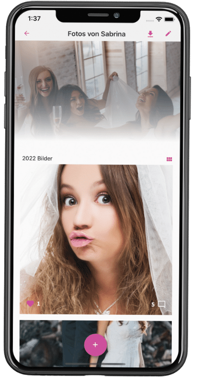 Hochzeitsfotos mit Gästen teilen - unbegrenzter Speicherplatz