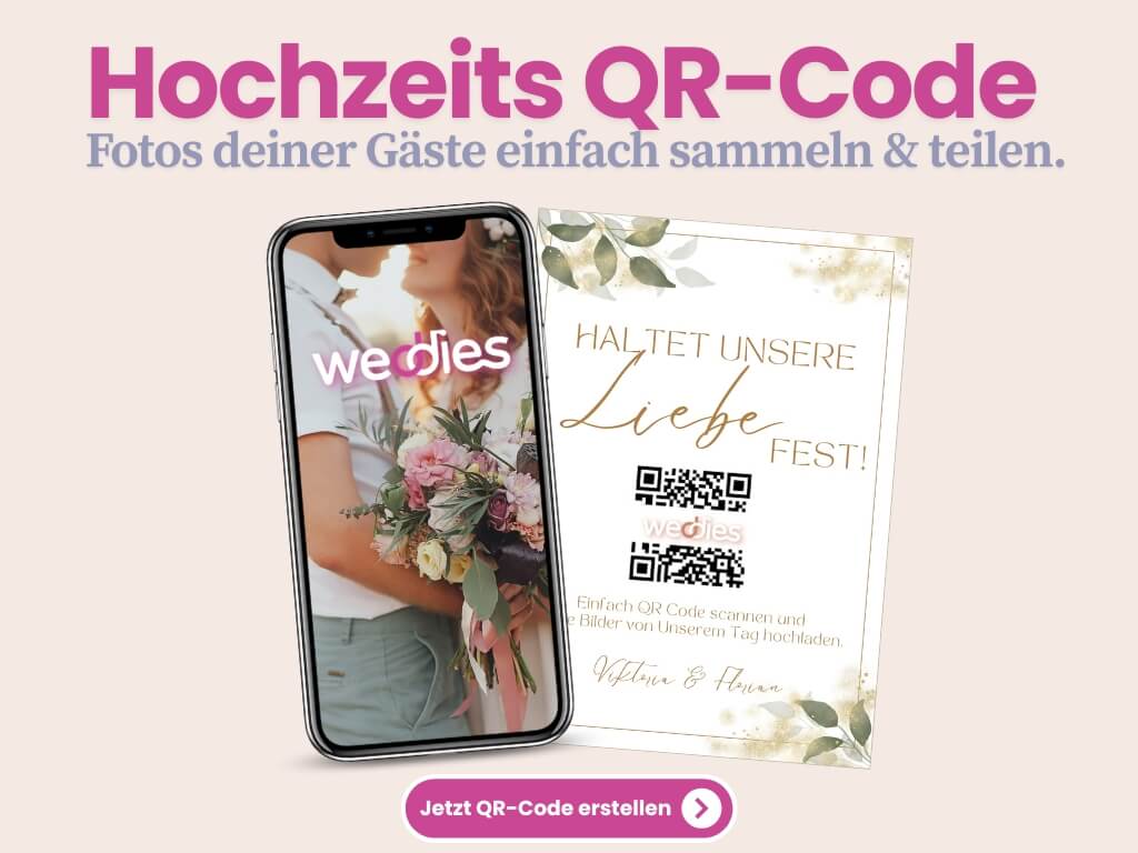 Hochzeits QR-Code - QR-Code für Hochzeitsfotos - Hochzeitsfotos teilen und sammeln mit Gästen