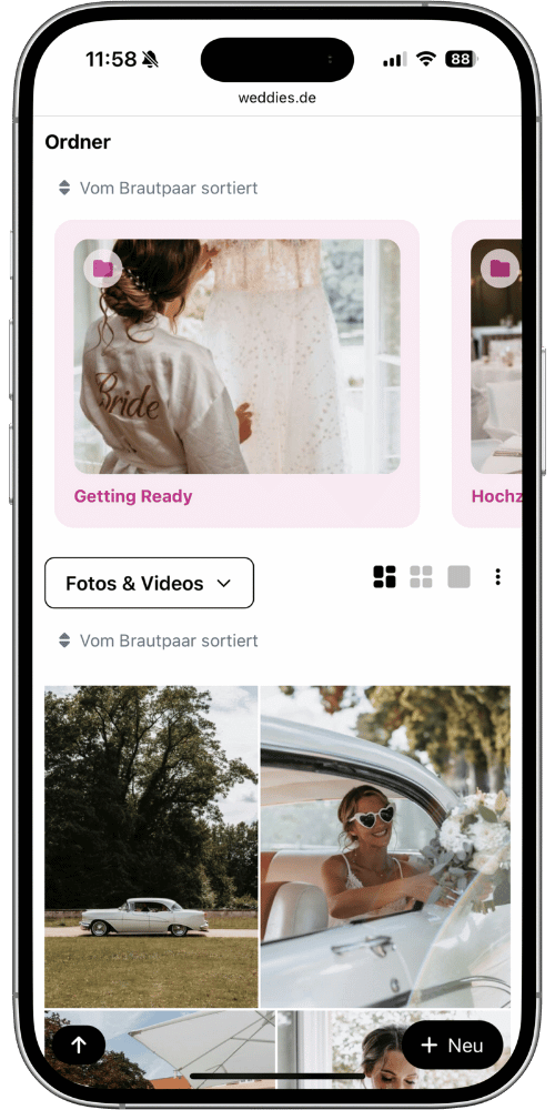 Foto App für Hochzeit weddies