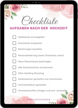 Aufgaben nach der Hochzeit als Checkliste