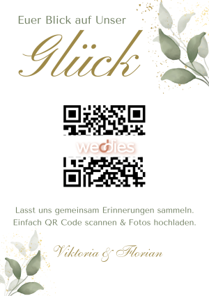 Hochzeits QR-Code Vorlage Grün-Gold